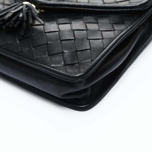 BOTTEGA VENETA Black Leather Intrecciato Shoulder Bag - Picture 7 of 12